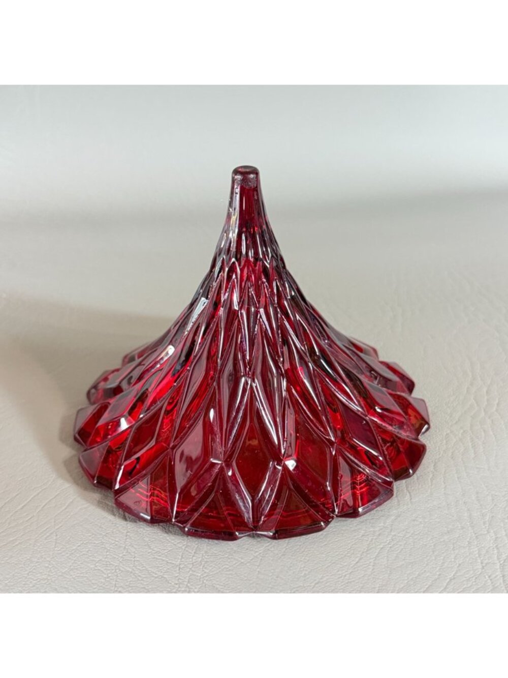 Vintage Shannon Crystal Ruby Red Hershey Kiss Lidded Candy Dish Godinger 5.5" - Picture 7 of 14